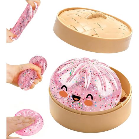 Glitter Dumpling Squishy, Glitter Squishy Dumpling Mystery, Cute Anxiety Relief Fidget Toy for Relaxation, Boys, Girls, Children, Adults, Students, Home, Office, Classroom (1)