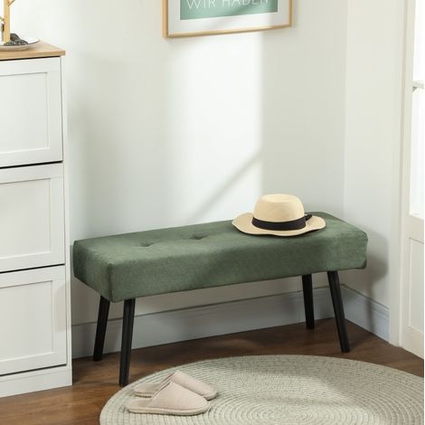 Banco tapizado capitoné 100 x 36 x 45 cm en poliéster verde HAVRYA (1/5)