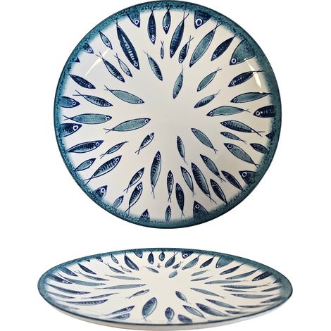 6 x assiettes plates MARINA BAY - Porcelaine - 26.7cm - H&H