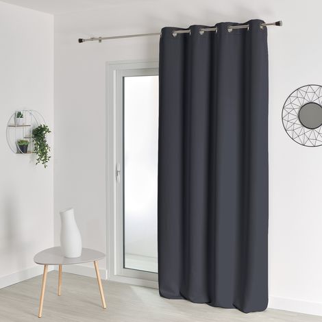 Rideau occultant uni M1 non feu Gris anthracite 140x260 cm (1/3)