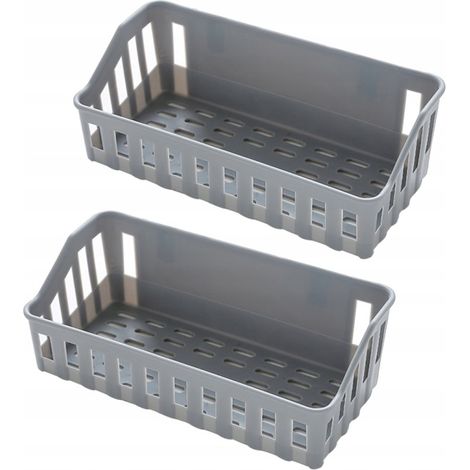 Set di 2 mensole da bagno grigie senza giunture, con struttura cava e facili da installare.