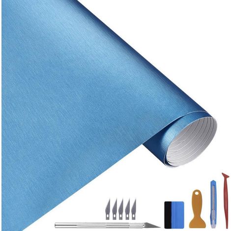 Vinyl Folie gebürstet Metallic Hellblau 30x300cm für Auto & Möbel (1/5)