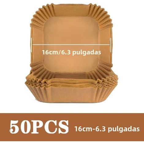 Tapis de cuisson jetable pour friteuse à air, 50/100 pièces, antiadhésif et non perforé, adapté pour four et cuisinière, papier de cuisson écologique. (1/4)