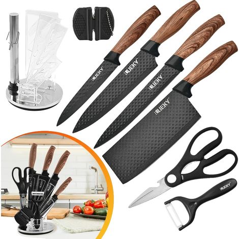 Küchenmesserset, Edelstahl, ergonomisches Design, Dunkelkhaki (1/2)