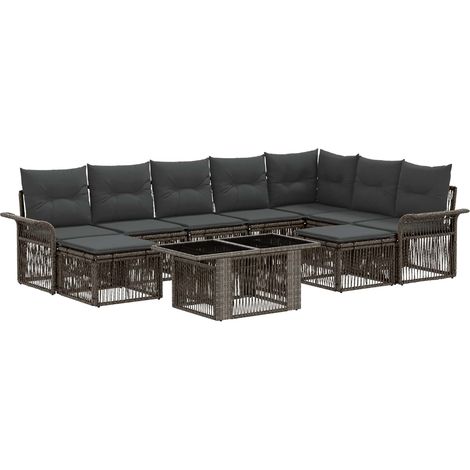 Conjunto de sofás de jardín 10 uds. Gris y Gris Oscuro vidaXL (1/5)