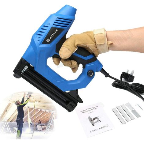 Nail Gun & Staple Gun 2in1 Electric Heavy Duty Stapler Nailer Household Tool, Corded Electric Straight Nail Staple Gun Woodworking Tool Stapler 220V 15-25mm (1/5)