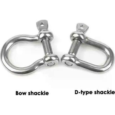 HONORNIC - Manille en D en acier inoxydable, boucle de levage en U haute résistance, chaîne fixe (1/4)