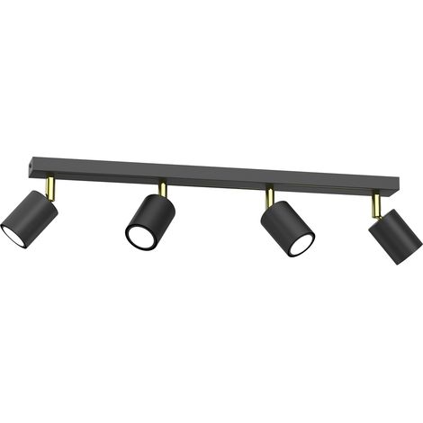 Barre 4 spots orientables noir/or GU10 Luminex