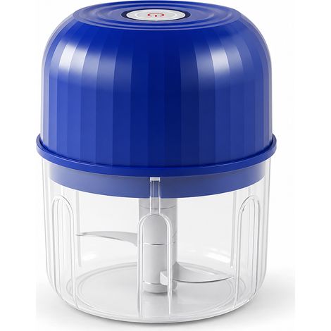 Hachoir électrique rechargeable USB-C 260 ml, bleu roi — mini broyeur sans fil pour ail et aliments pour bébé (1/5)