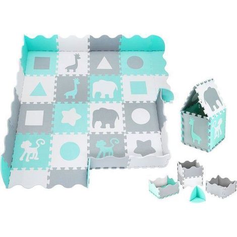 Tapis puzzle d'éveil - Mousse EVA vert - 32 pièces 150 x 150 x 1 cm
