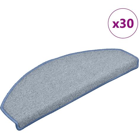 Tapis d'escalier 30 pièces-Moquette d'escalier-Tapis de marches 65 x 24 x 4 cm Gris clair et bleu Demi-rond Grand 235627 (1/5)