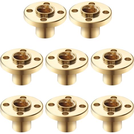 Ecrou En Laiton T8 - Ecrou Trapézoïdal Pour Vis Filetée De 8 Mm - Hauteur 15 Mm Diamètre De Base 22 Mm Pas 2 Mm - Pour Axe Z Imprimante 3D - 8 Pièces (1/5)