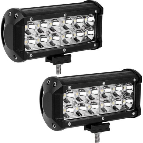 Bandes lumineuses LED, paquet de 2, feux antibrouillard LED tout-terrain focalisés de 7 pouces et 36 W, avec support de montage, tension 12 V. (1/5)