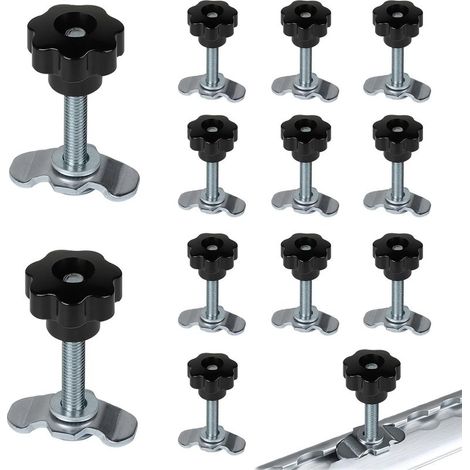 CYRILL –12x Rail D'arrimage D'extrémité M8x60, Rail D'arrimage Single 500 daN avec Poignée Boutons en Etoile Ferrures de Rechange pour Rail D'arrimage, Airline Ferrure D'extrémité en Acier Galvanisé (1/5)