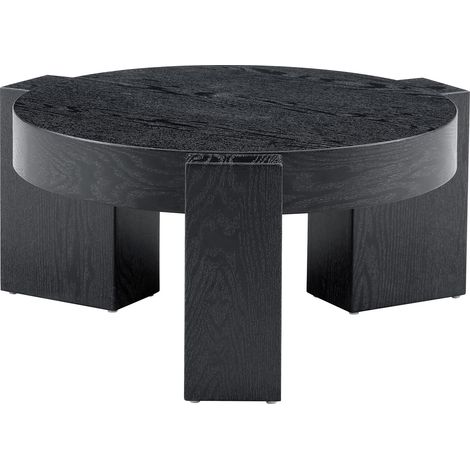 Set di tavolini da salotto rotondi smontabili in MDF e vetro grigio (1/5)