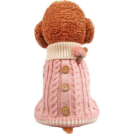 Pull Gilet Manteau Chaud pour Chien, Pull Manteau Chien Tricot Doux, Modèle Hiver Épaissi, Chien Taille Moyenne, Rose, Bleu, Jaune, Taille M, Animal (1/5)