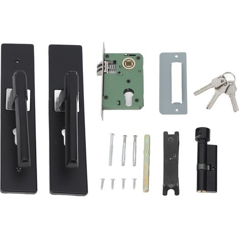Poignée de porte verrouillable en alliage d'aluminium avec clés, pour chambre, salle de bain ou bureau, noir mat (1/5)