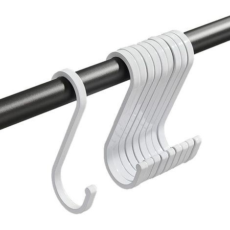 Set mit 10 robusten S-Haken für Töpfe, Pfannen, Tassen, Utensilien, Kleidung, Taschen, Handtücher, Pflanzen (weiß) (1/5)