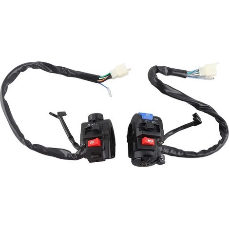 GARRYFIZH 1 paire de klaxons, clignotants et interrupteurs de démarrage universels pour guidon de moto 7/8 pouces, noirs (1/5)