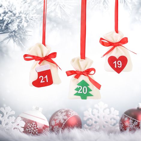 Weihnachts- und Neujahrs-Countdown-Adventskalender zum Aufhängen, Geschenktüten, Beutel, Heimdekoration, Zahlen 1-30 (1/5)