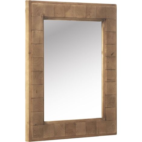 Miroir en bois naturel avec cadre texturé à suspendre - bois naturel clair texturé