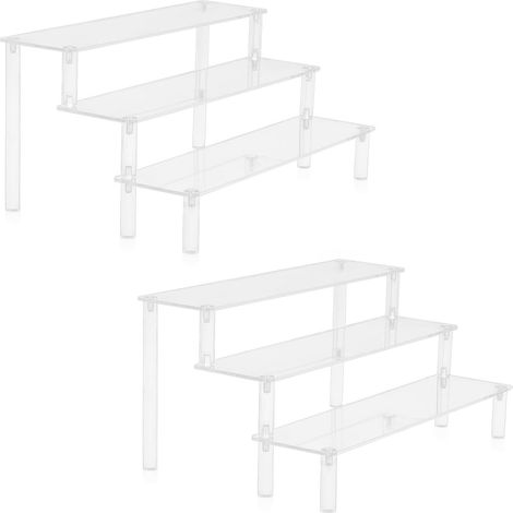 Juego de 2 soportes de exhibición de acrílico, de 3 niveles, transparentes, de 30 cm, para figuras de cupcakes y perfumes. (1/5)