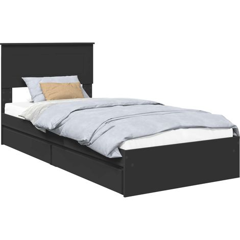 Aufbewahrungsbett Schwarz 75 x 190 cm Holzwerkstoff vidaXL
