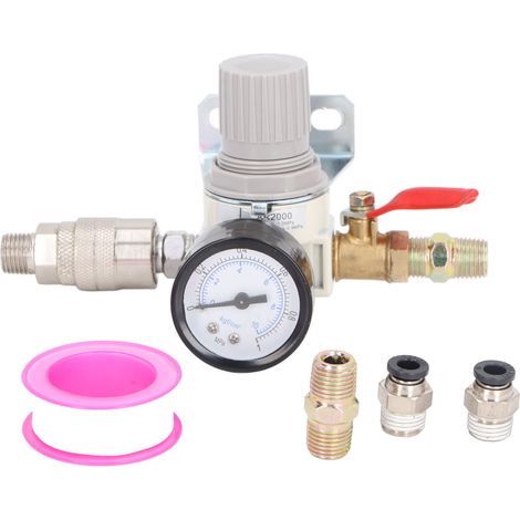 1/4-Zoll-NPT-Druckregler für Druckluftkompressoren mit 0-1-MPa-Manometer für Druckluftwerkzeuge (1/5)