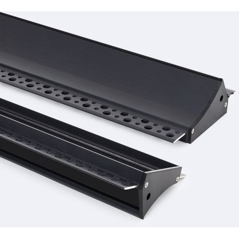 Profilo Alluminio da Incasso per Cartongesso per Striscia LED fino a 20mm con Coperchio Continuo Nero 2 m Nero traslucido (1/5)