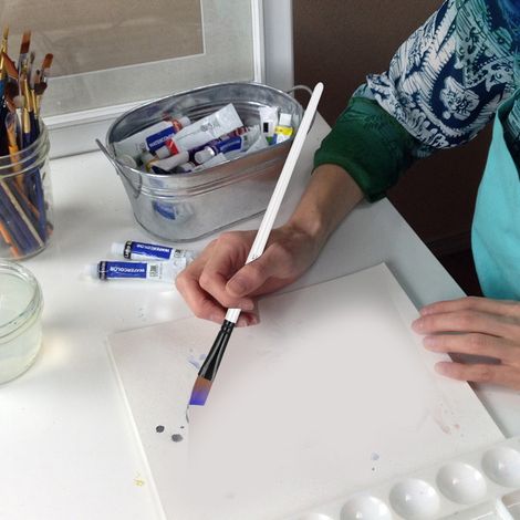 Ensemble de 12 Pinceaux Artistiques en Nylon pour Peinture Acrylique et Huile - Manches en Bois avec Finition Perlé (1/5)