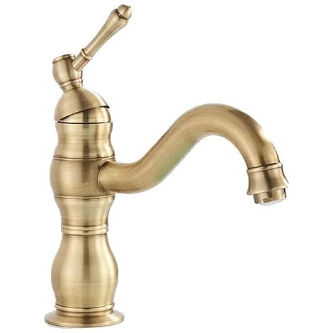 Grifo para lavabo de baño, construcción de latón resistente, diseño de caño giratorio, acabado antiguo corto, cromado. (1/2)