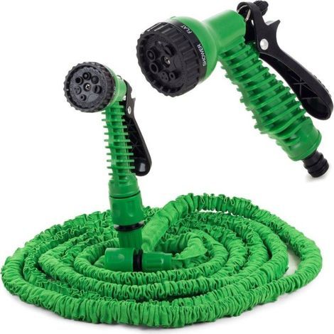 Tuyau d'arrosage extensible Magic Hose de 7,5 m / Tuyau de jardin vert (1/5)