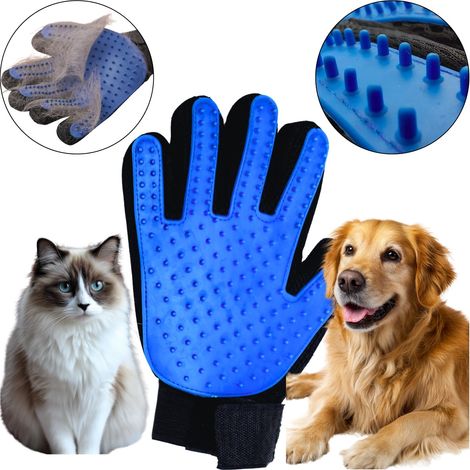 Guante cepillo para peinar el pelo largo y corto de perros y gatos - Cerdas 180 derechas para un masaje suave (1/5)