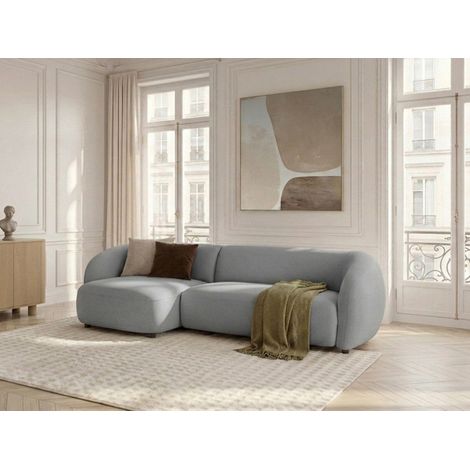BOBOCHIC - Canapé d'angle convertible avance-recule électrique HALO tissu lisse Angle gauche  Gris (1/5)