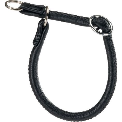 Ferplast VOGUE CS Halbwürgehalsband aus Leder für Hunde, Größe 10/40 – A: 40 cm – B: Ø 10 mm – Schwarz (1/2)