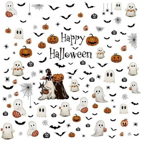 Autocollants de fenêtre d'Halloween, 137 pièces, motifs de fantômes, autocollants de fenêtre en PVC,accessoires de décoration (1/5)