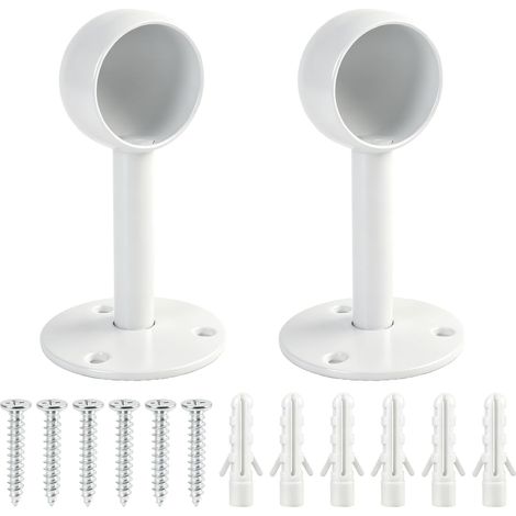 2PCS Supports Tringle Rideau Plafond et Mur en Acier Inoxydable, Blanc Brillant et Robuste Ø 26 mm, Installation Simple pour Rideaux, Portants ou Porte-Serviettes - Dimensions 85 x 46 mm (1/5)