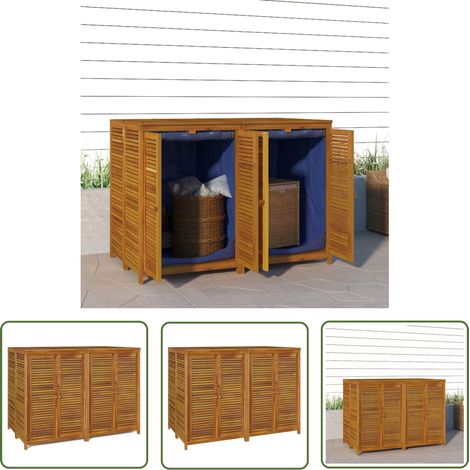 The Living Store Boîte de rangement de jardin 140x87x104 cm bois massif d'acacia - Coffre De Jardin - Rangement Extérieur - Meuble De Jardin - Bois D'acacia - Coffre De Rangement (1/5)
