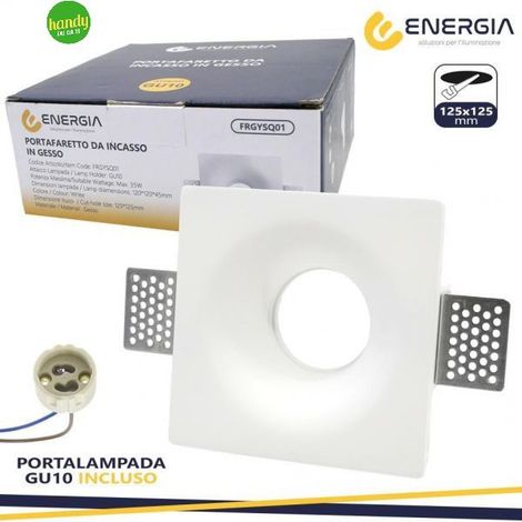 PORTAFARETTO IN GESSO 125X125MM QUADRATO GU10 INCLUSA (1/5)