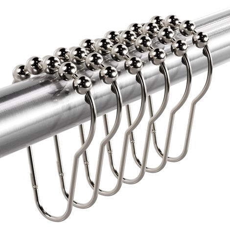 Lot de 12 Anneaux de rideau, métal antirouille, finition bronze, glissement fluide, pour tringle salle de bain (1/5)