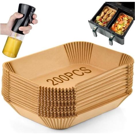 200 pièces papier sulfurisé, 22x14 cm, compatible air fryer, protection cuve, usage culinaire quotidien