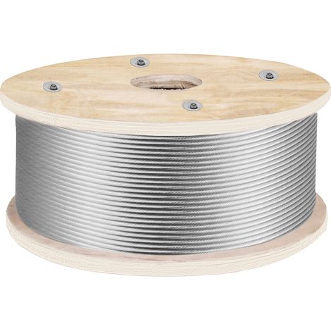 VEVOR Rotolo di Cavo Acciaio Inox Lunghezza 152m Corda in Acciaio Inox 4,8mm Appeso Bobina di Filo 1x19 Fili Forza Resistenza alla Rottura max. 1905,1kg, Bobina di Cavo in Acciaio Inox Diametro 4,8mm