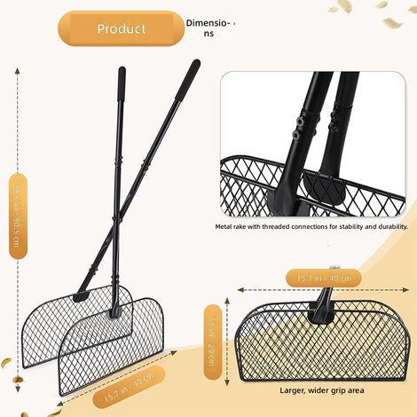 Râteau à feuilles long manche, ramasseur de jardin amovible pour un travail facilité (1/5)