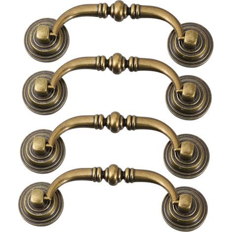 4 pièces Poignées de Tiroir Style Européen et Américain Accessoires de Meuble Durables et Élégants Boutons Rétro pour Armoires et Commodes Finition Bronze Ancien (1/5)