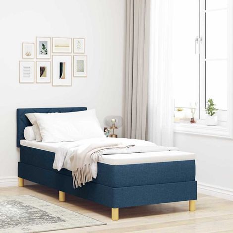 LED Boxspringbett mit LED-Lichtleisten Blau 80 x 200 cm Stoff (1/5)