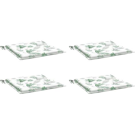 Coussins de chaise lot de 4 motif de feuilles 40x40x4 cm tissu vidaXL