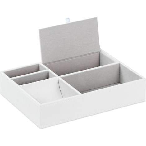 Joyero abierto con compartimentos almacenamiento práctico 5 x 25,5 x 18,5 cm de MDF gris 130013552 (1/2)