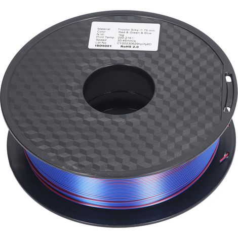 Filament PLA 1,75mm Tricolore Soie, Résistant et Écologique, Consommable Imprimante 3D, Bobine Multicolore Durable (1/5)
