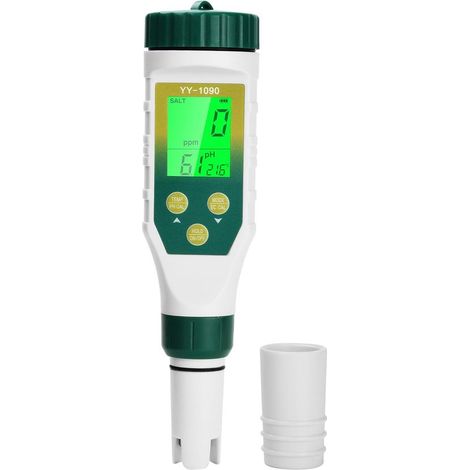 Aideepen pH-Messgerät für Wasser pH EC TDS Salzgehalt Thermometer 5-in-1-pH-Wert-Messung mit automatischer Temperaturkompensation hochpräziser (1/5)