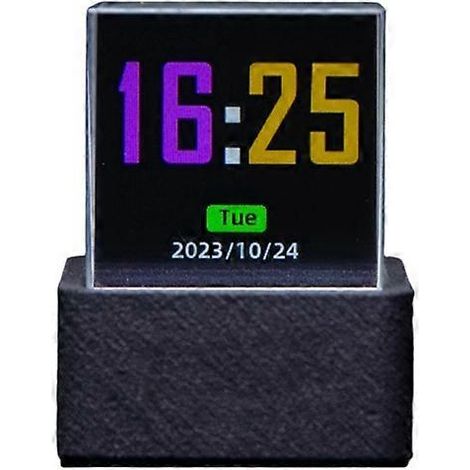 Horloge de bureau mini station météo intelligente WiFi Crystal Cube avec animation GIF, décoration de bureau (1/5)